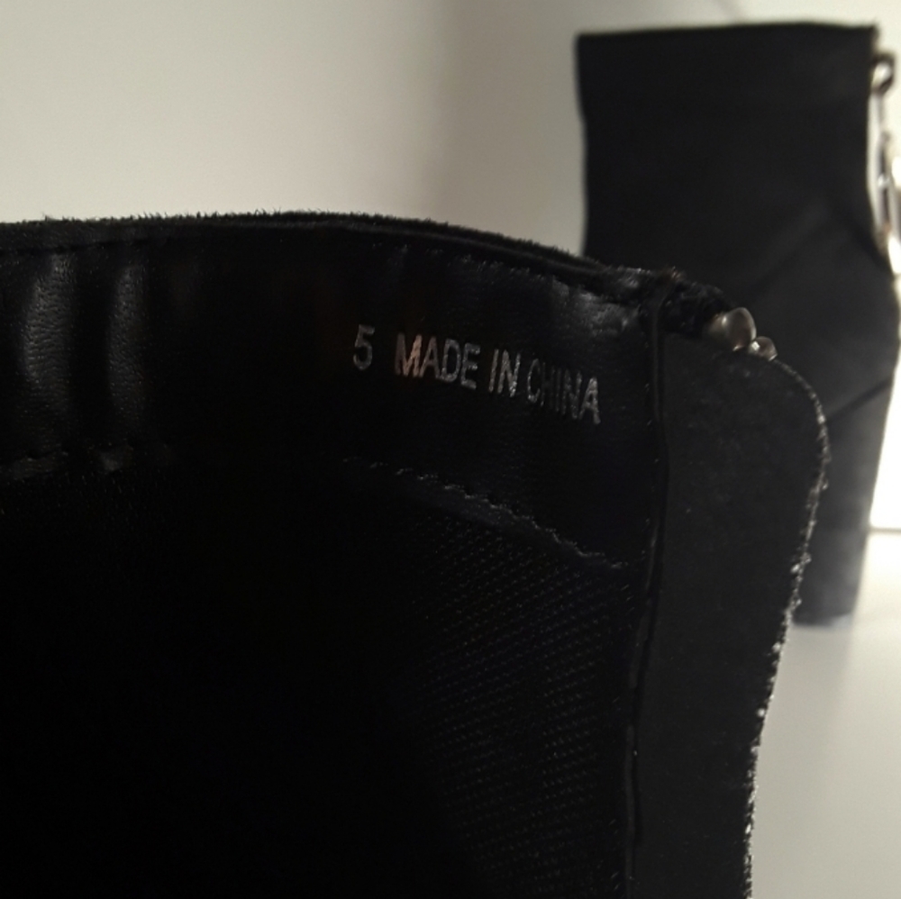 PUBLIC DESIRE Fleek Silver O Ring Zipper Black Faux Suede Ankle Boots 7 - Picture 7 of 13